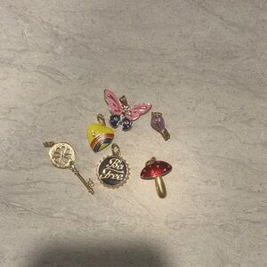 Never Worn Colorful Charm Set with Butterfly and Mushroom